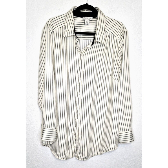 Rachel Zoe Tops - Rachel Zoe Womens Button Up Shirt Plus 2X White Black Striped Long Sleeve Blouse